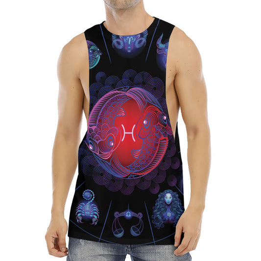 Pisces And Astrological Signs Print Men's Muscle Tank Top