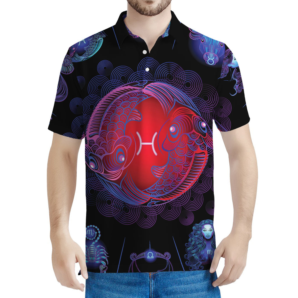 Pisces And Astrological Signs Print Men's Polo Shirt