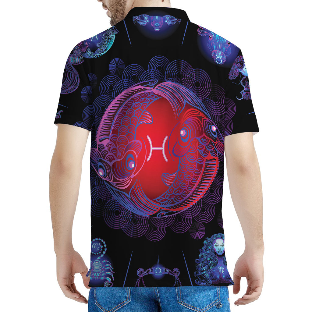 Pisces And Astrological Signs Print Men's Polo Shirt