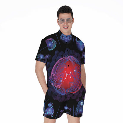 Pisces And Astrological Signs Print Men's Rompers
