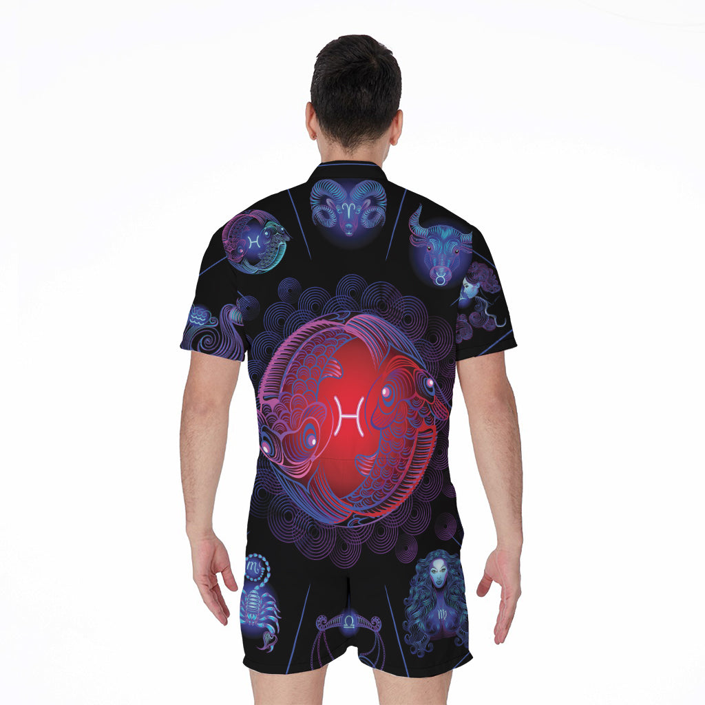 Pisces And Astrological Signs Print Men's Rompers