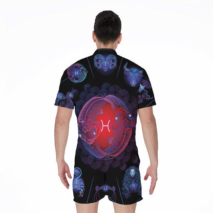 Pisces And Astrological Signs Print Men's Rompers