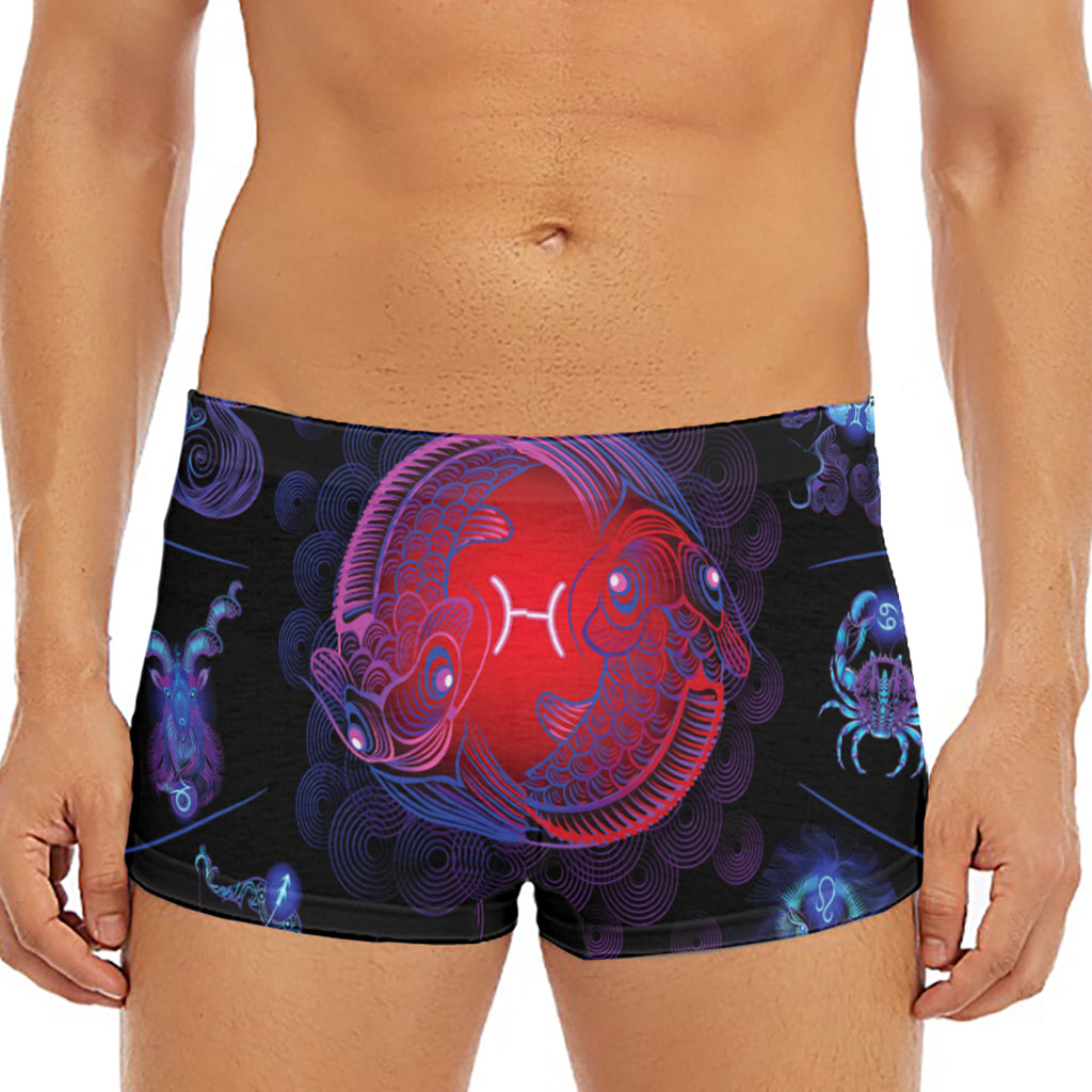 Pisces And Astrological Signs Print Men's Short Boxer Briefs
