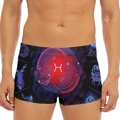 Pisces And Astrological Signs Print Men's Short Boxer Briefs