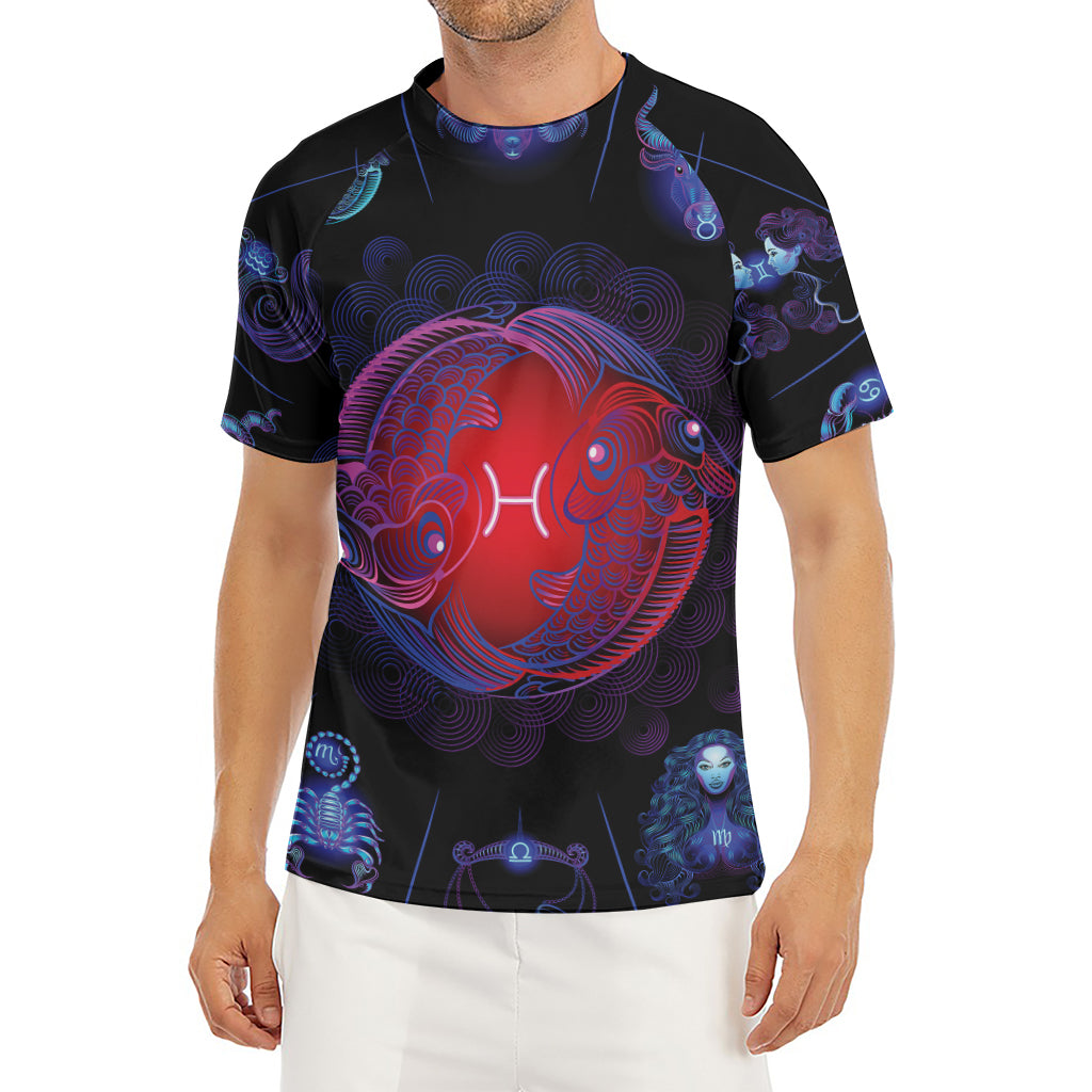 Pisces And Astrological Signs Print Men's Short Sleeve Rash Guard