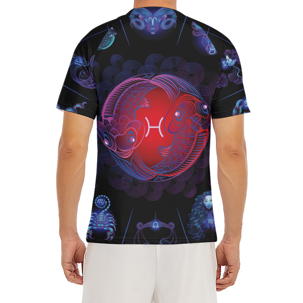 Pisces And Astrological Signs Print Men's Short Sleeve Rash Guard