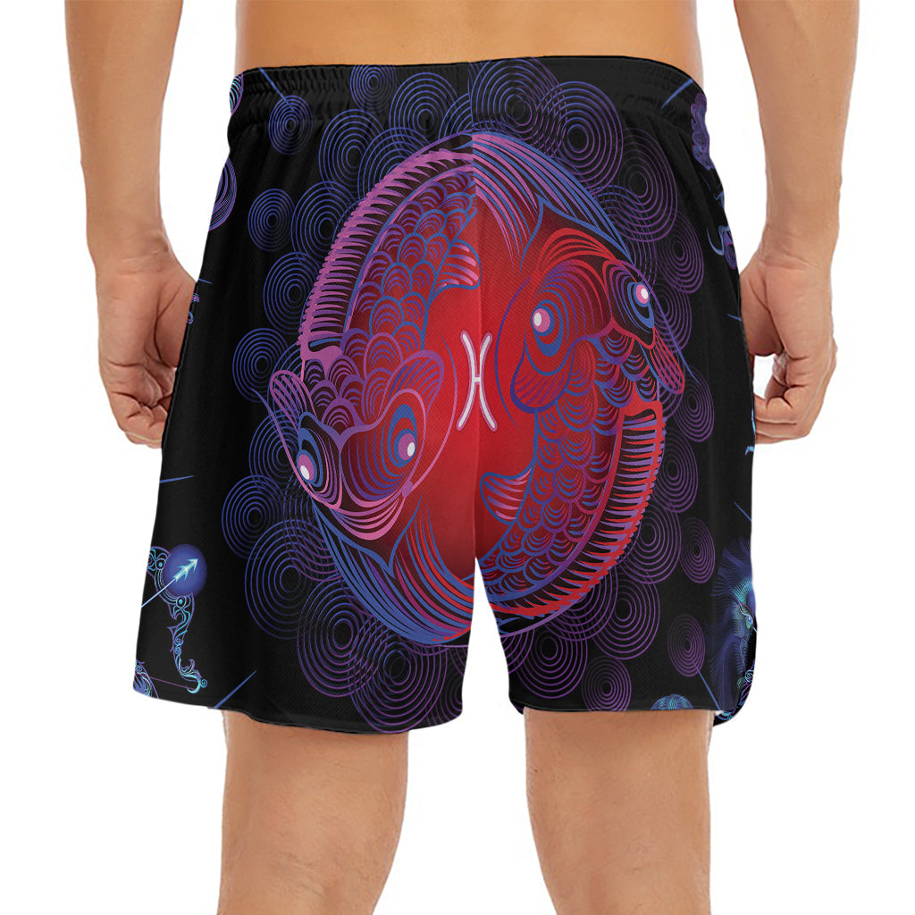 Pisces And Astrological Signs Print Men's Split Running Shorts