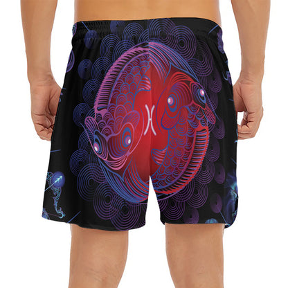 Pisces And Astrological Signs Print Men's Split Running Shorts