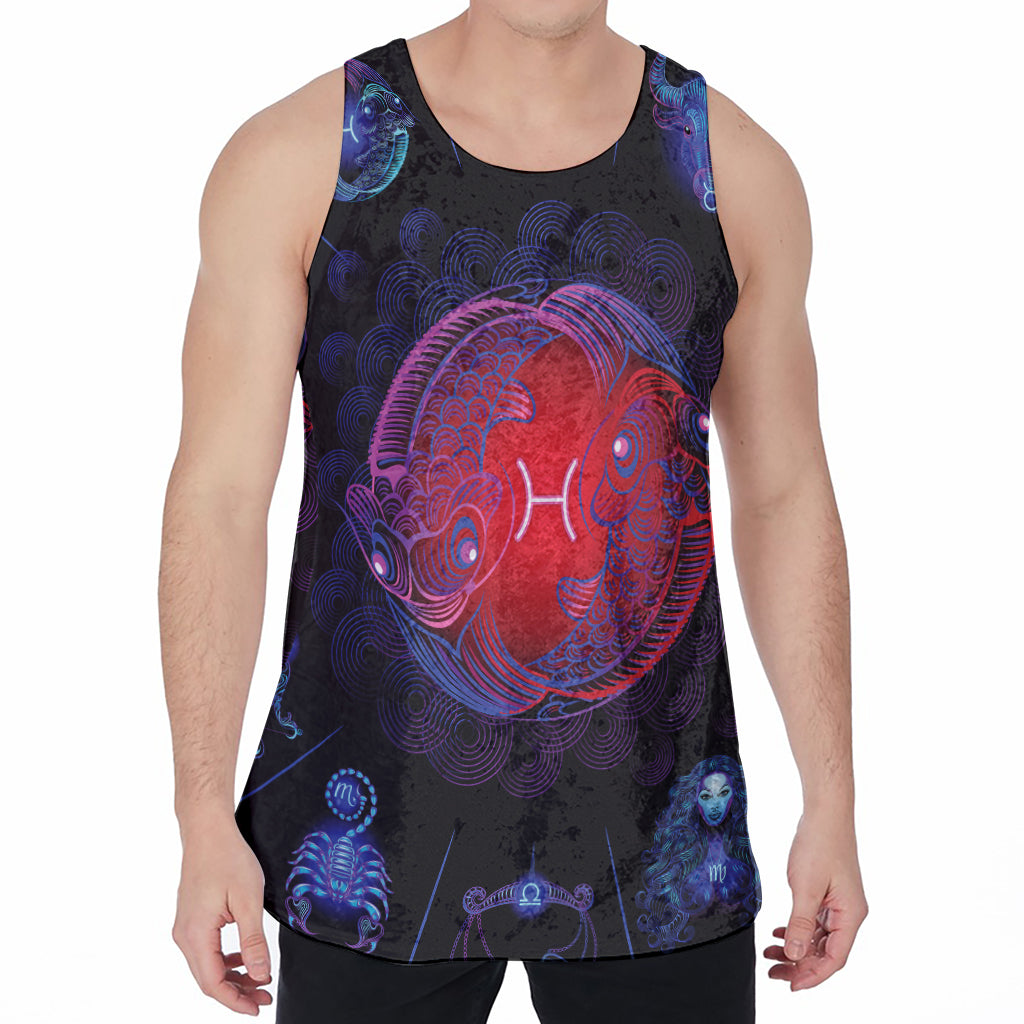 Pisces And Astrological Signs Print Men's Velvet Tank Top