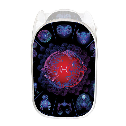 Pisces And Astrological Signs Print Mesh Laundry Hamper