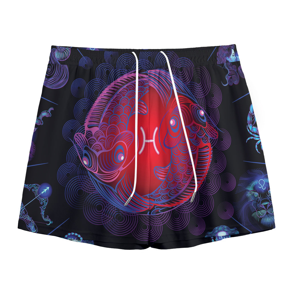 Pisces And Astrological Signs Print Mesh Shorts