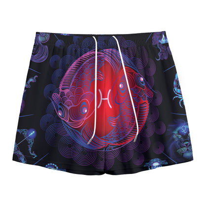 Pisces And Astrological Signs Print Mesh Shorts