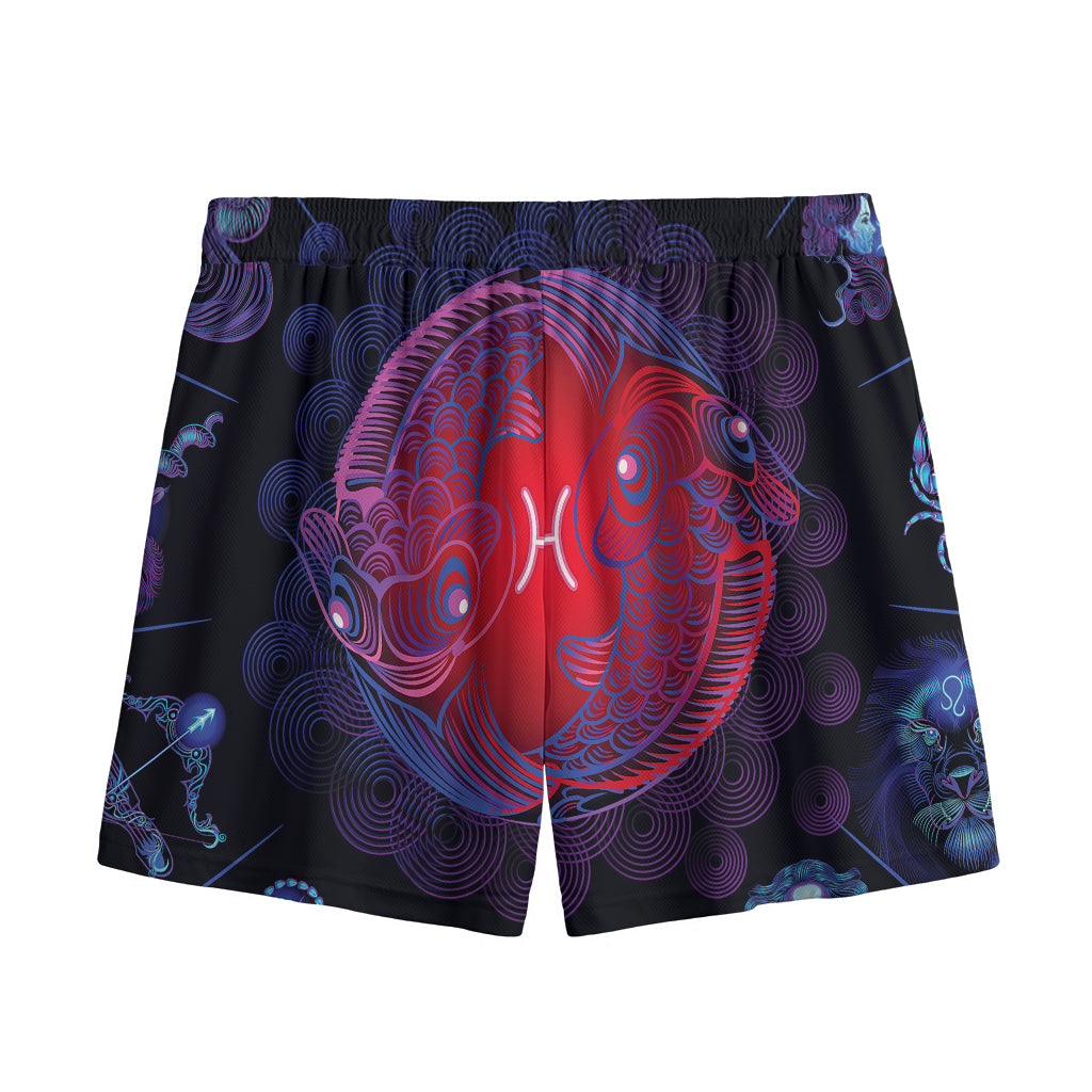 Pisces And Astrological Signs Print Mesh Shorts