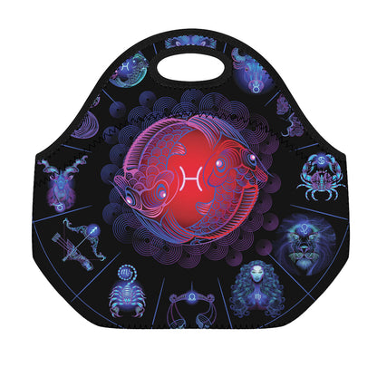 Pisces And Astrological Signs Print Neoprene Lunch Bag