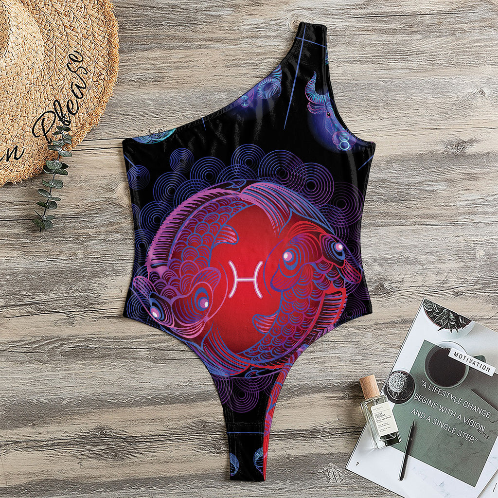 Pisces And Astrological Signs Print One Shoulder Bodysuit