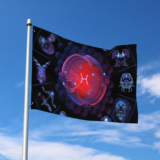 Pisces And Astrological Signs Print Polyester Flag