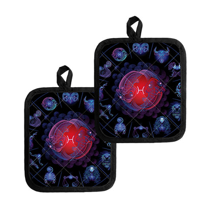 Pisces And Astrological Signs Print Pot Holders