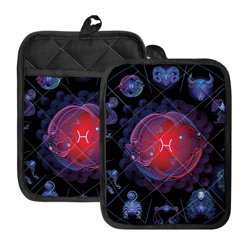 Pisces And Astrological Signs Print Pot Holders With Pocket