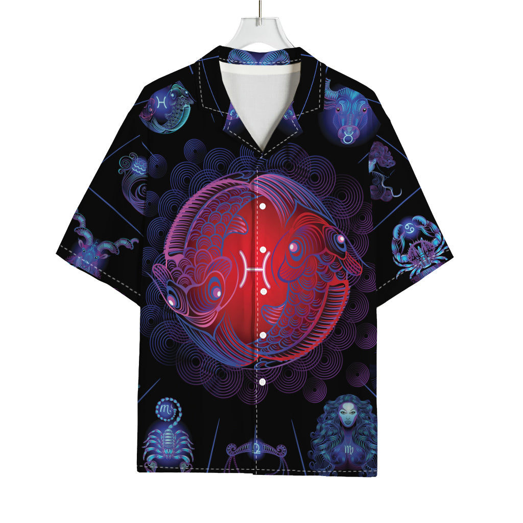 Pisces And Astrological Signs Print Rayon Hawaiian Shirt