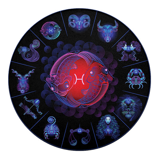 Pisces And Astrological Signs Print Round Blanket