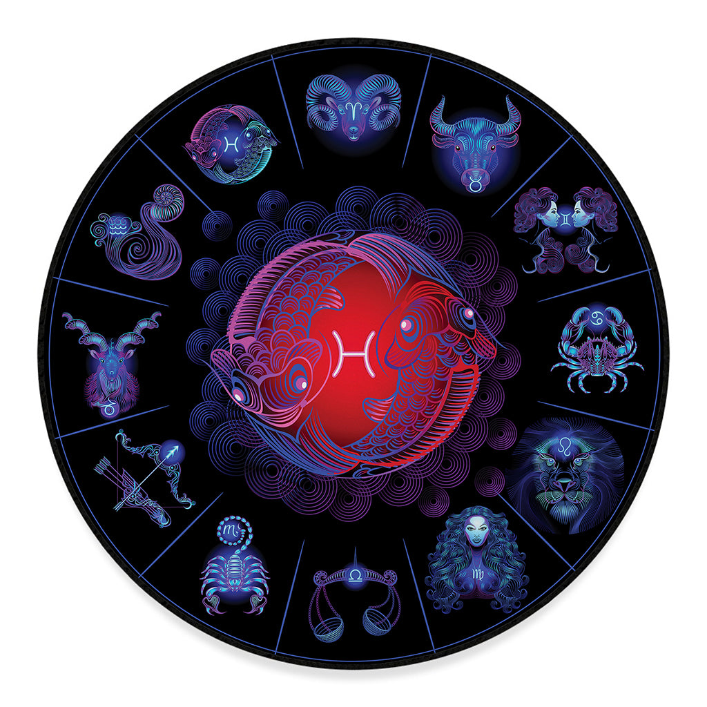Pisces And Astrological Signs Print Round Floor Mat