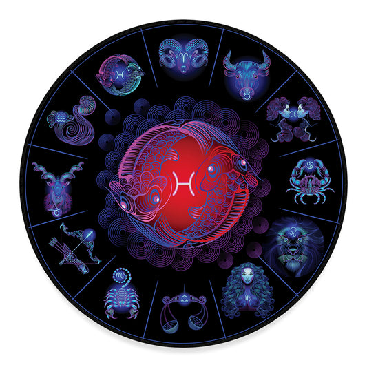 Pisces And Astrological Signs Print Round Floor Mat