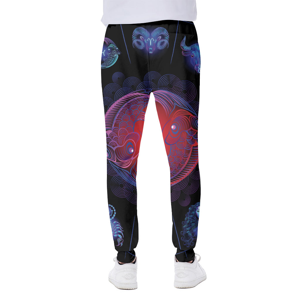 Pisces And Astrological Signs Print Scuba Joggers