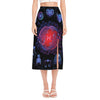 Pisces And Astrological Signs Print Side Slit Midi Skirt