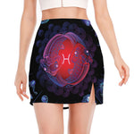 Pisces And Astrological Signs Print Side Slit Mini Skirt