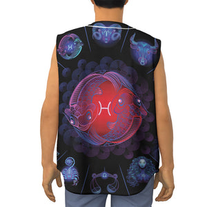 Pisces And Astrological Signs Print Sleeveless Baseball Jersey