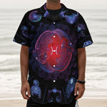 Pisces And Astrological Signs Print Textured Short Sleeve Shirt