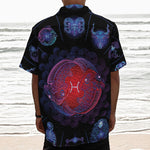 Pisces And Astrological Signs Print Textured Short Sleeve Shirt