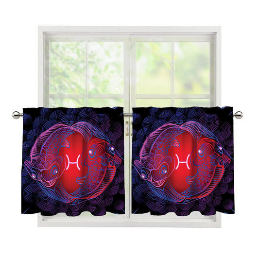 Pisces And Astrological Signs Print Tier Curtains