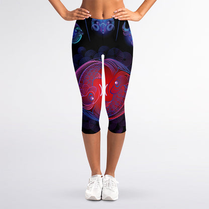 Pisces And Astrological Signs Print Women's Capri Leggings