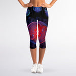 Pisces And Astrological Signs Print Women's Capri Leggings