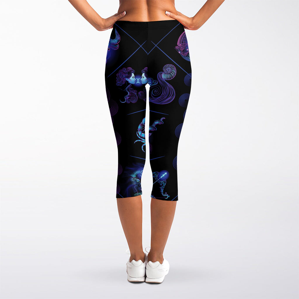 Pisces And Astrological Signs Print Women's Capri Leggings
