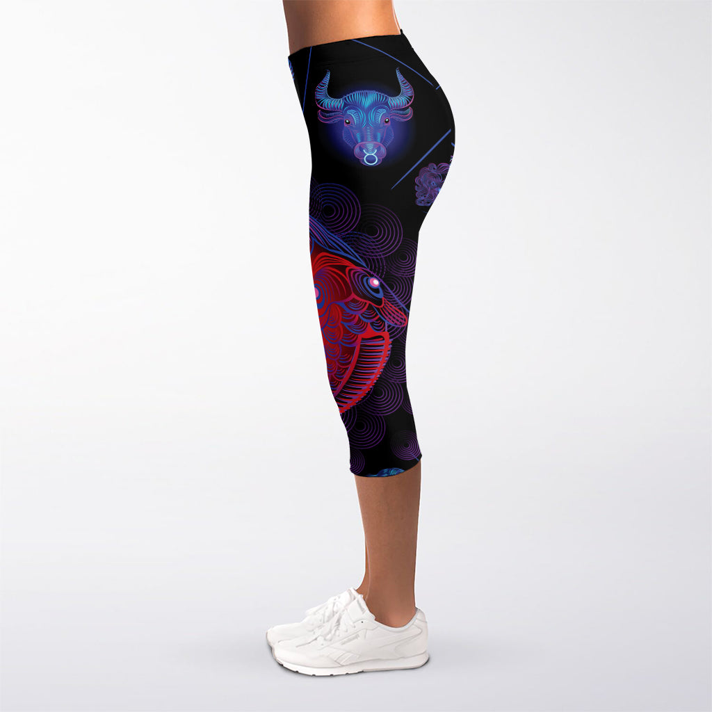 Pisces And Astrological Signs Print Women's Capri Leggings