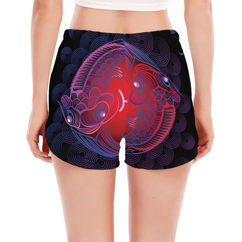 Pisces And Astrological Signs Print Women's Split Running Shorts