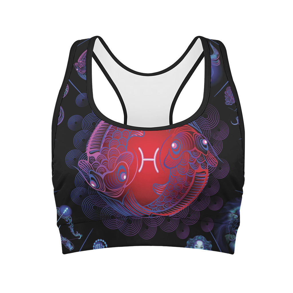 Pisces And Astrological Signs Print Women's Sports Bra