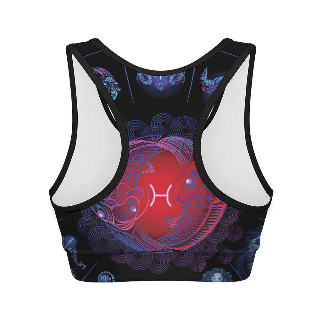 Pisces And Astrological Signs Print Women's Sports Bra