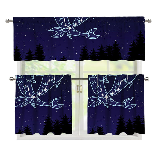 Pisces Constellation Print 3 Piece Kitchen Curtains