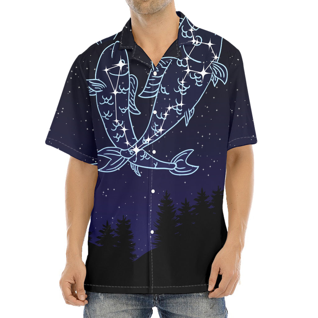 Pisces Constellation Print Aloha Shirt