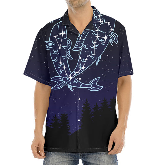 Pisces Constellation Print Aloha Shirt