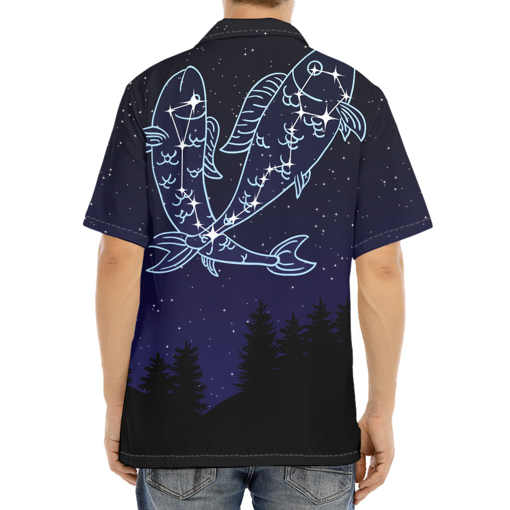 Pisces Constellation Print Aloha Shirt