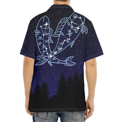 Pisces Constellation Print Aloha Shirt