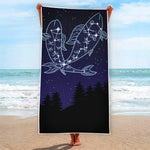 Pisces Constellation Print Beach Towel