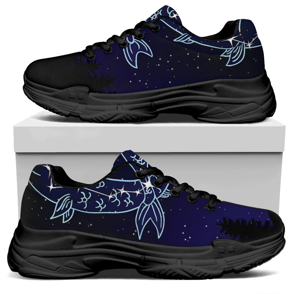 Pisces Constellation Print Black Chunky Shoes