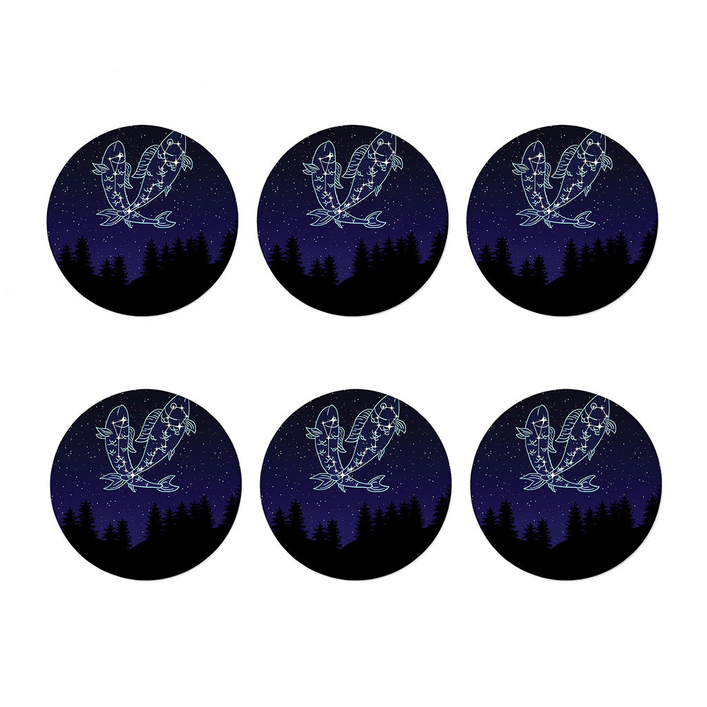 Pisces Constellation Print Coaster Set