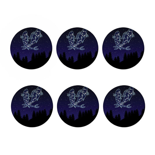 Pisces Constellation Print Coaster Set