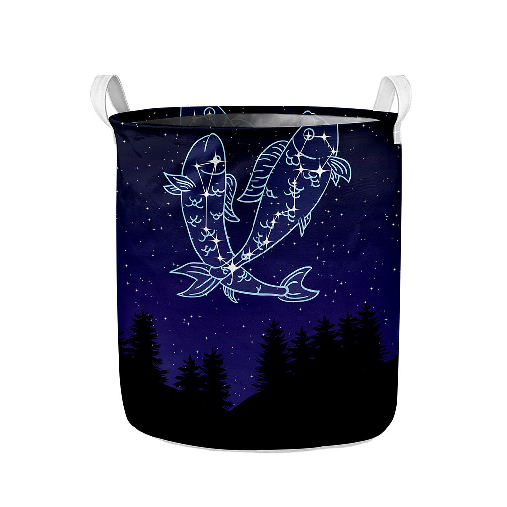 Pisces Constellation Print Collapsible Laundry Basket